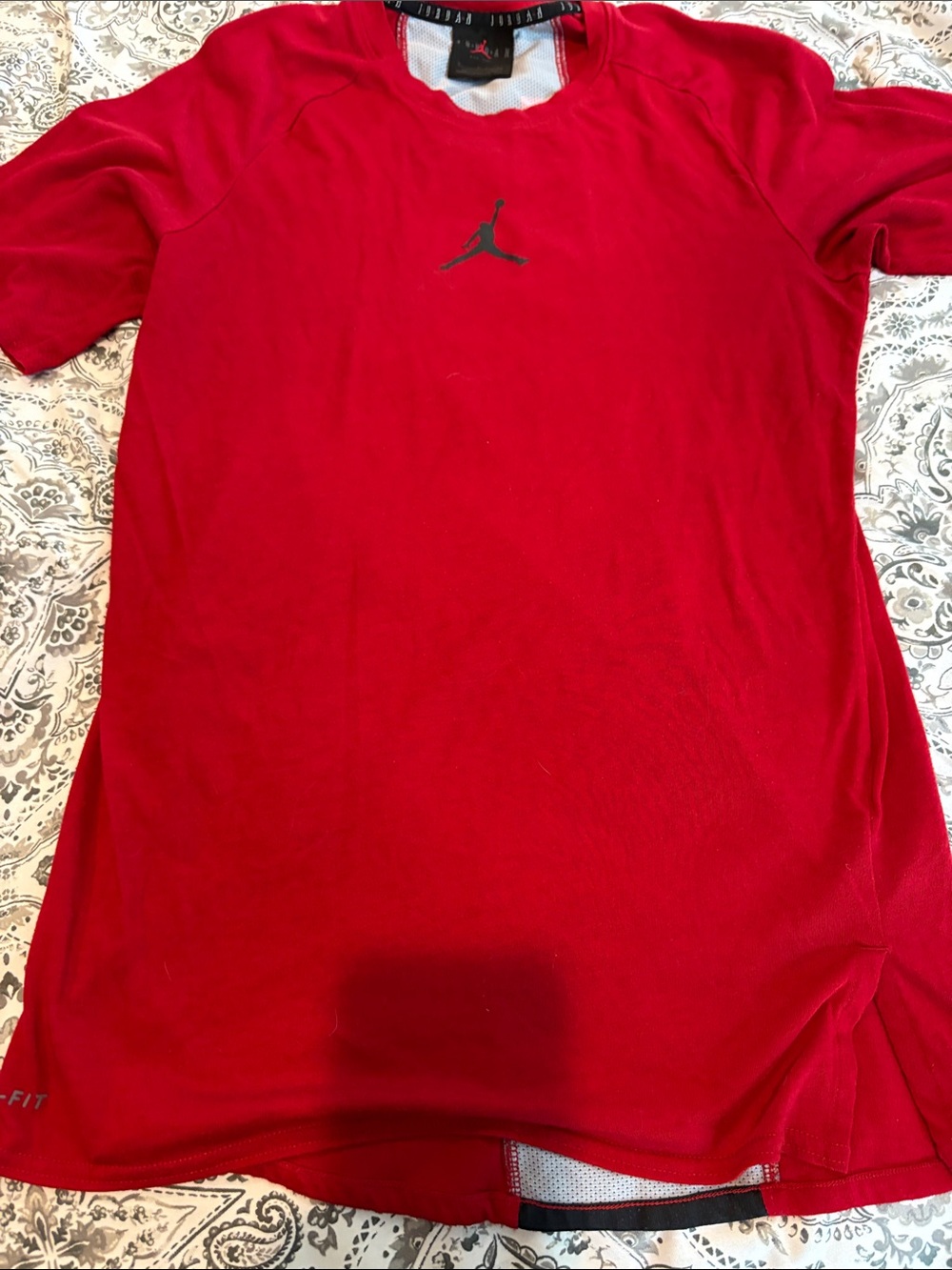 Jordan Red Short Sleeve Performance Tee with Black Jumpman